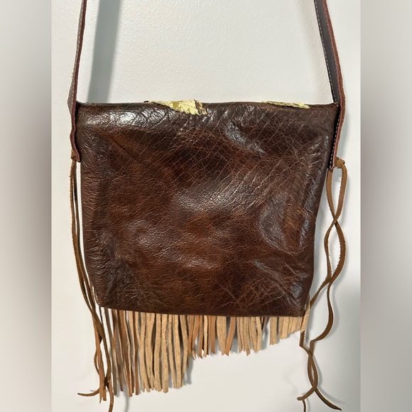 Loriano Tolaini Handmade Leather Boho Bag with Fringe and Embellishments - Picture 15 of 17